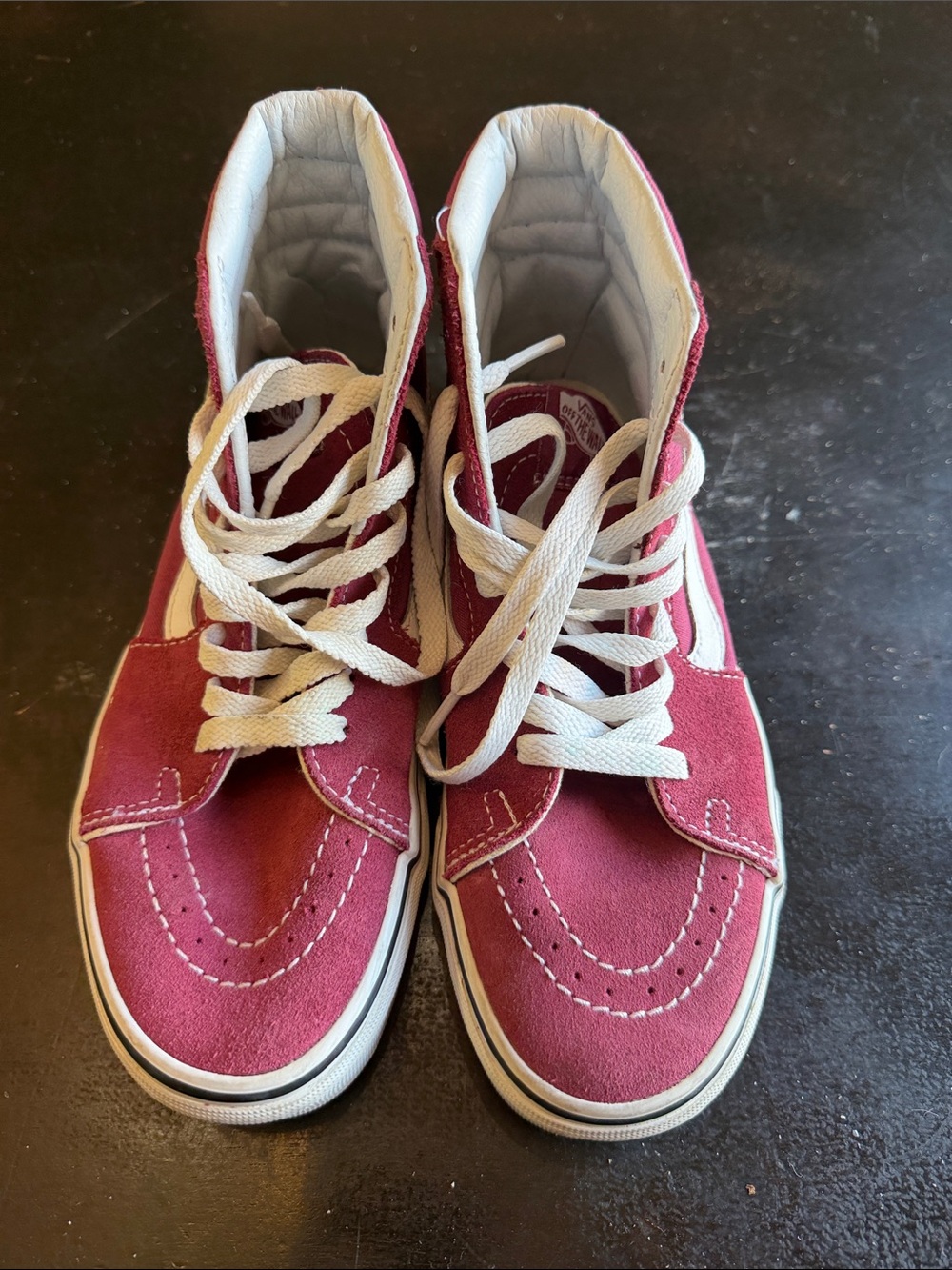 Vans Kids High-Top Sneakers in Burgundy and White